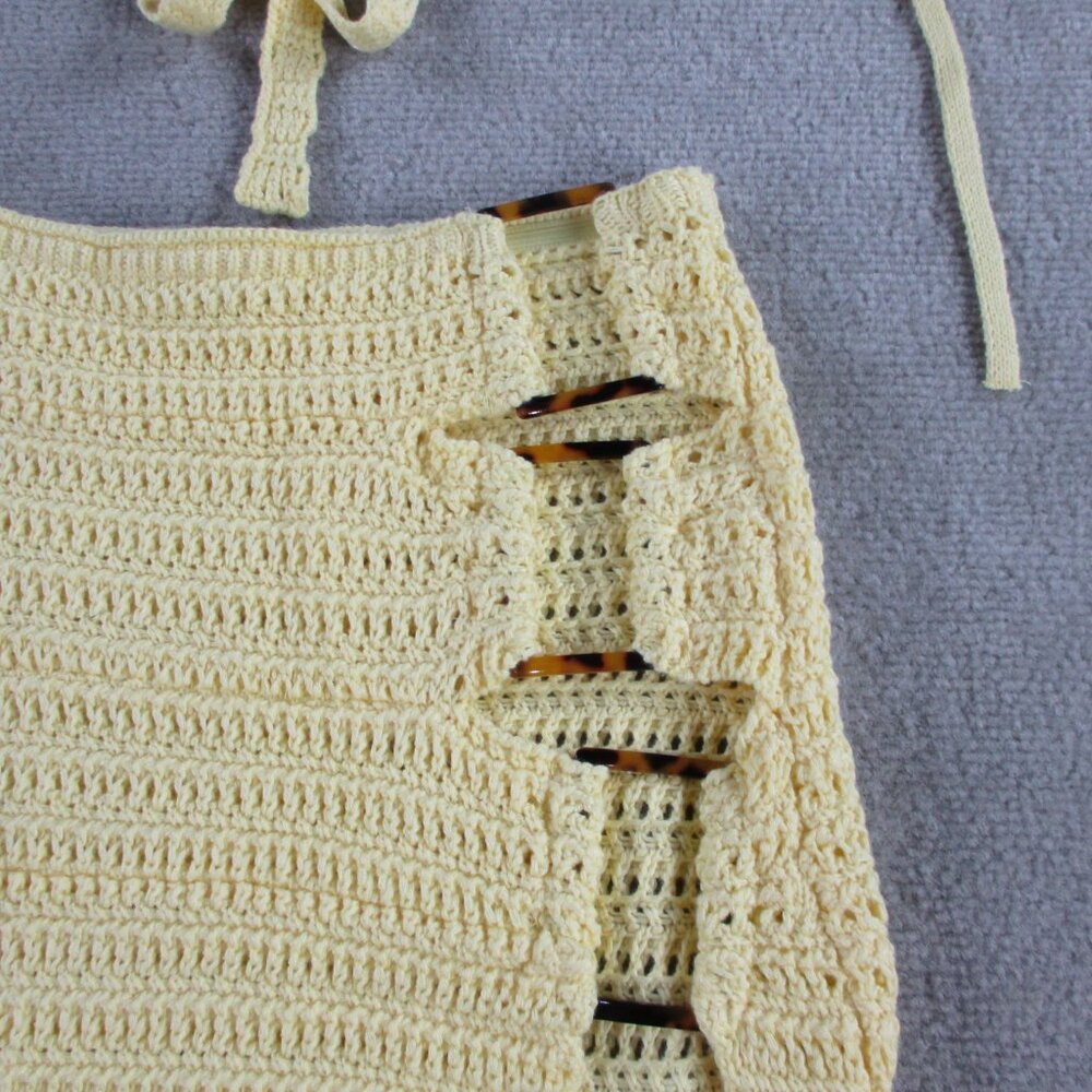 Outcast Celeste Crop Top & Maxi Dress Set Womens XS Lemon Yellow Crochet Knit - Picture 6 of 11